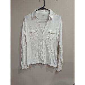 Henley neckline collared button up long sleeve white shirt by the Gap size M NWT